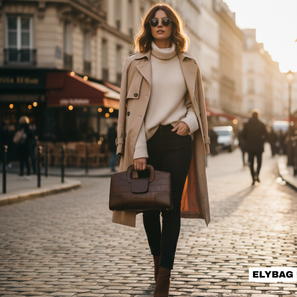 Sac à main en cuir dentelé