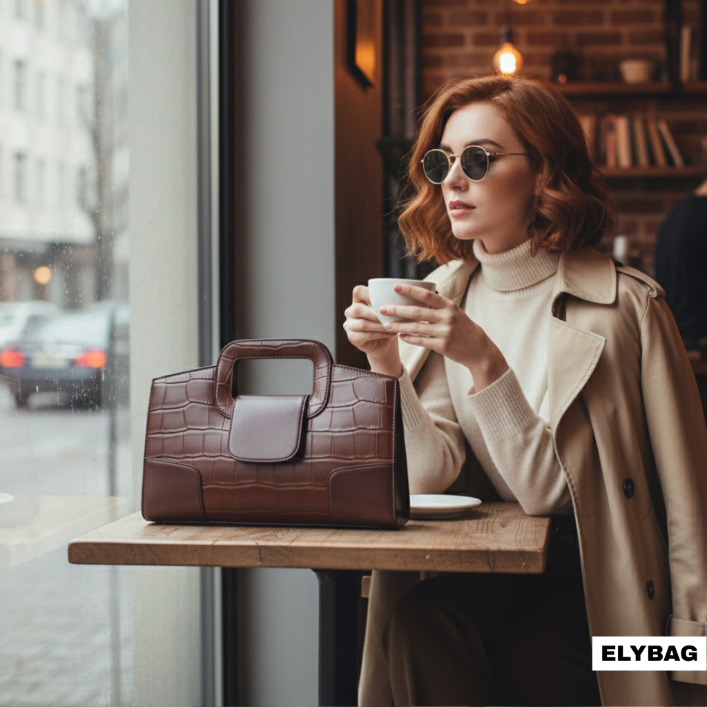 Sac à main en cuir dentelé