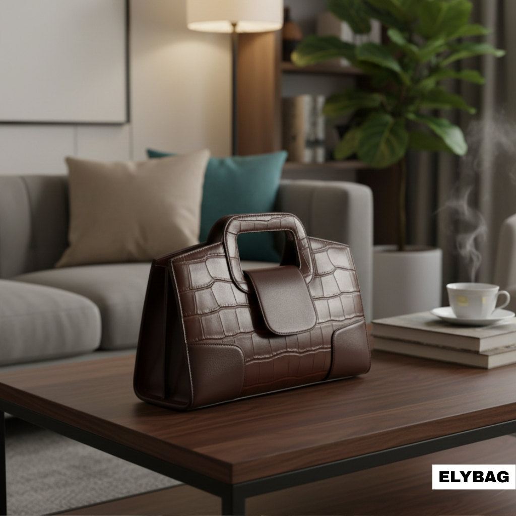 Sac à main en cuir dentelé